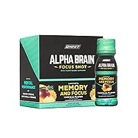 Alpha Brain Focus Energy Shot Supplement - Energy, Focus, Mood, Stress, Brain Booster Drink - Tropical (2.5 fl oz, 6 ct)