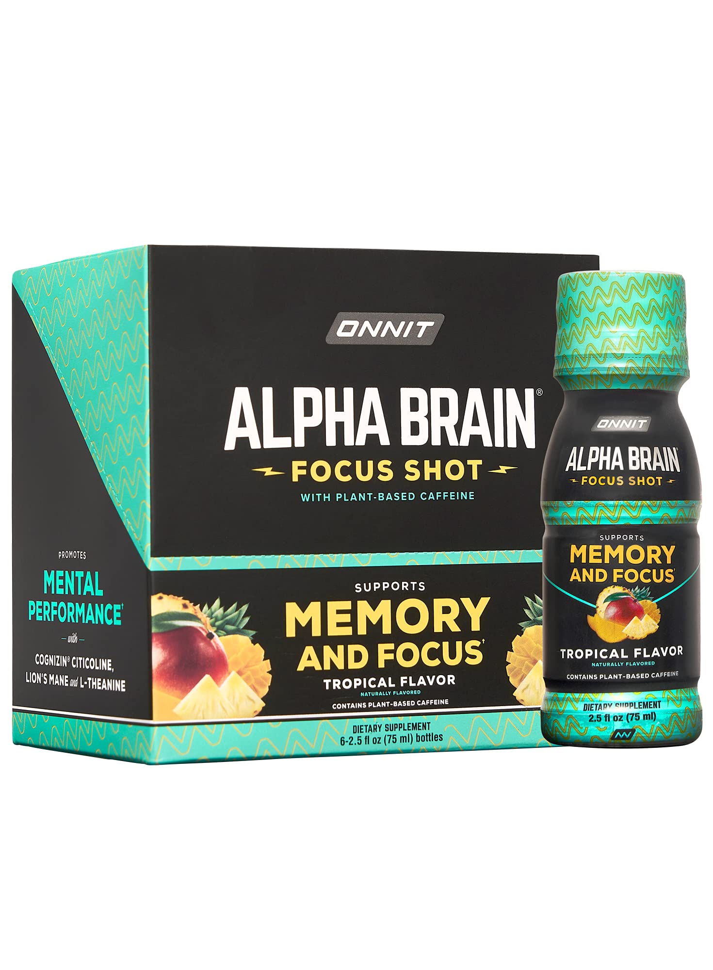 Onnit Alpha Brain Focus Shots Bundle - Peach 6ct & Tropical 6ct