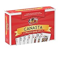 Deluxe Canasta Cards Set with Point Values on Cards, Score Pads and Rotating Holder Tray Your Mom's Favorite Birthday Gift