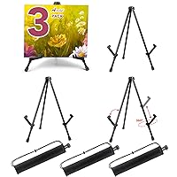 AROIC 14'' Tabletop Instant Display Easel, 3pack Black Small Steel Portable & Adjustable Collapsible Table Tripod Easels Stand, for Canvas Paintings, Signs, Posters, Event Signs, with 3 Storage Bags