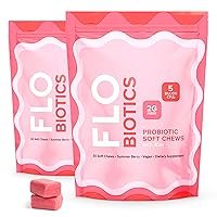 FLO-Biotics Chewable Probiotics for Women Soft Chews with Fiber – Vegan Probiotics for Women Digestive Health – Soft Chew Probiotic Gummies for Women Gut Health Supplement – Berry Flavor (60 Count)