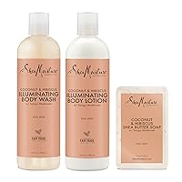 SheaMoisture Bath and Body Kit for Dry Skin Coconut and Hibiscus Illuminating Skin Care, 3 Count