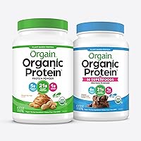 Orgain Organic Protein + Superfoods Powder, Creamy Chocolate Fudge (2.02 Lb) and Orgain Organic Vegan Protein Powder, Peanut Butter (2.03 Lb)