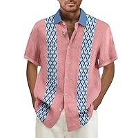 Hawaiian Shirt for Men Bowling Loose Standing Collar Dress Shirts Short Sleeve Button Down Beach Summer Shirt
