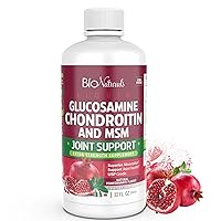 Bio Naturals Liquid Glucosamine Chondroitin MSM Pharmaceutical Grade Supplement with Hyaluronic Acid – Maximum Strength Joint Support - 32 fl oz