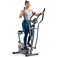 2-in-1 Magnetic Elliptical Upright Bike Essential Workout, Full-Body Exercise, Adjustable Seat Plus Multi-Function Digital Monitor, Optional SunnyFit App Bluetooth Connectivity