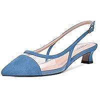 Womens Party Dress Pointed Toe Slingback Buckle Solid Suede Pumps Shoes