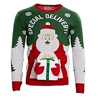 Special Delivery 3D Interactive Santa Claus Gift Present Funny Ugly Christmas Sweater