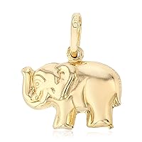 14K Yellow Gold Elephant Strength & Luck Charm Tiny Pendant For Necklace or Chain