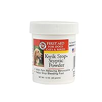 Kwik Stop Styptic Powder For Dogs, Cats, and Birds, Fast-Acting Blood Stop Powder For Pets, Quick Stop Bleeding Powder For Dog Nail Clipping, Minor Cuts, Grooming, 1.5 oz.