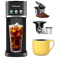 Famiworths Single Serve Coffee Maker, Iced and Hot Coffee Machine for K Cup & Ground Coffee, 6 to 16 Oz Brew Sizes, Fit 8.5