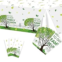 3Pcs Family Reunion Party Decorations Family Tree Reunion Tablecloths Green Tree Welcome to Our Family Reunion Plastic Table Cover Disposable Rectangle Tablecloths Party Supplies for Family Gathering
