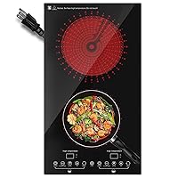 Electric Cooktop, 2 Burner Electric Stove with LED Touch Screen, 9 Heating Levels, Timer, Child Lock, Air Insulation, Silent Heating, 110V 12 Inch Built-in Hot Plate