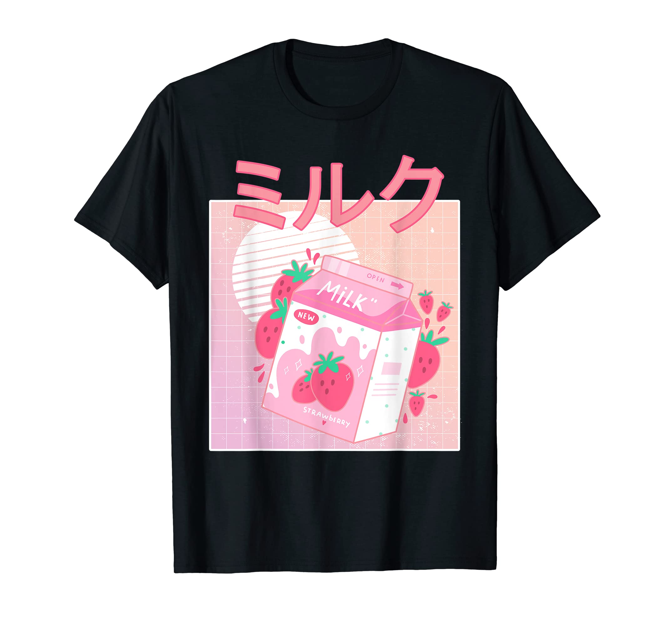 Funny Retro 90s Japanese Kawaii Strawberry Milk Shake Carton T-Shirt