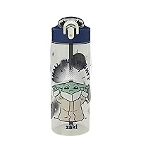 Zak Designs Star Wars The Mandalorian Water Bottle For School or Travel, 25 oz Durable Plastic Water Bottle With Straw, Handle, and Leak-Proof, Pop-Up Spout Cover (Grogu/The Child)