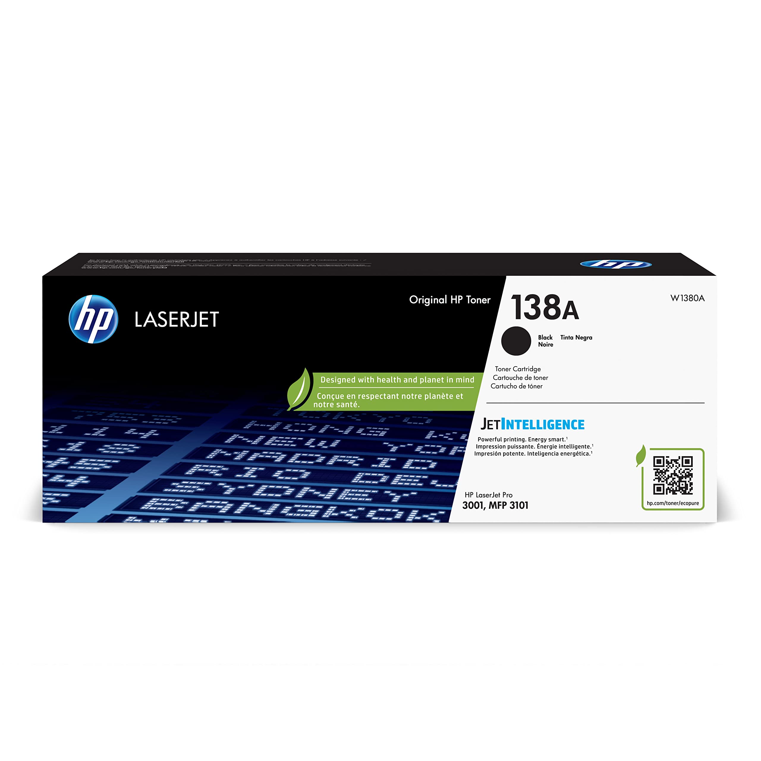 HP Original 138A Black Laserjet Toner Cartridge | This Cartridge Works Laserjet Pro 3001dwe, 3001dw Laserjet Pro MFP 3101 fdwe, 3101fdw | W1380A