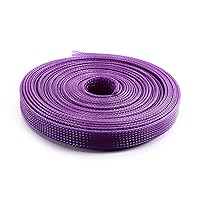 Othmro 16.4ft Length PET Flexible Braided Cable Sleeves 0.47in Width Wire Loom Sleeving and Organizers Flexible Wire Mesh Sleeves for TV Audio PC Computer Cords from Pet Chewing Purple