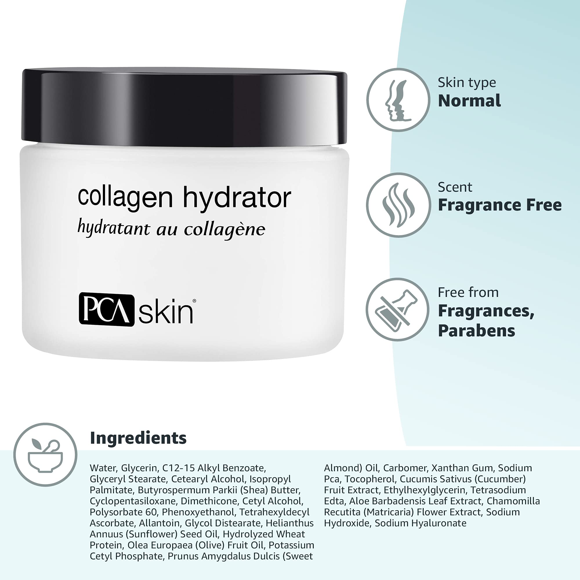 PCA SKIN Collagen Hydrator Night Cream for Women, Hydrating Night Moisturizer Cream for Dry Skin, Made with Shea Butter, Olive Fruit Oil, and Sweet Almond Fruit Extract, 1.7 oz Tub