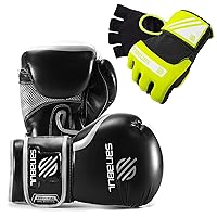 Sanabul Gel Boxing Gloves (Black/Metallic Silver, 16oz) and Hand Wraps (Neongreen/White, L/XL) | Pro-Tested Gear for Men and Women | Perfect for MMA, Muay Thai, Kickboxing, and Heavy Bag Work