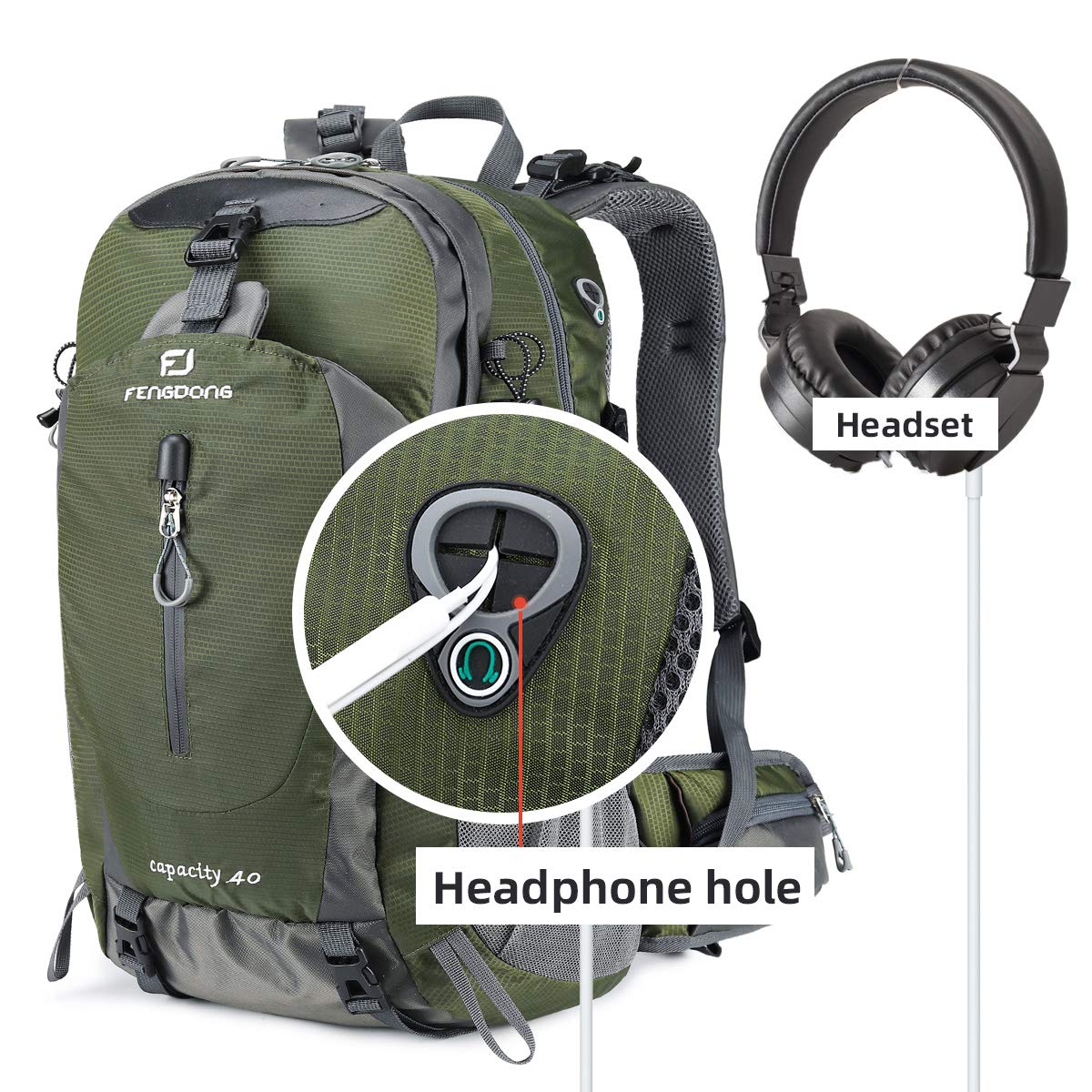 FENGDONG 40L Waterproof Lightweight Hiking,Camping,Travel Backpack for Men Women