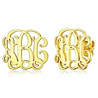 Custom4U Name Earrings Personalized for Women Stainless Steel/925 Sterling Silver/Gold Plated Custom Made Stud Earrings with Monogram Initials Letters/Nameplated Customized Jewelry (Gift Box)