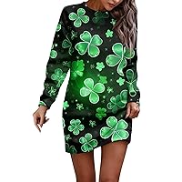 Women's Spring A-Line Dresses Long Sleeve Casual Printed Pullover Hip Pack Dress Sweater Autumn, S-3XL