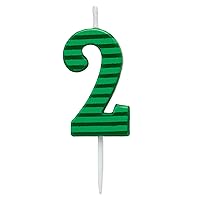 Papyrus Number 2 Birthday Candle, Green Stripes (1-Count)