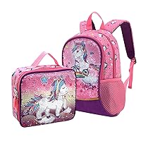 Unicorn Toddler Backpack 13 Inch Kids Backpack & Lunch Bag for Girls, Lightweight and Small Preschool Backpack Kindergarten School Bag bookbag for 3-5 Years Old Little Kids