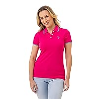 U.S. Polo Assn. Women's Classic Stretch Pique Polo Shirt - Ladies Cotton Short Sleeve Shirts - Beetroot Purple (Small)