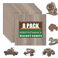 8 Pack Walnut Plywood Sheets 12x12x1/8 Inch,3mm Plywood for Laser Cutting&Engraving,Unfinished Wood for Crafts,Wood Burning,Architectural Models