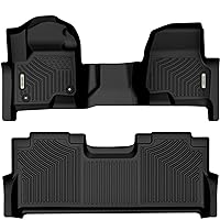 OEDRO Floor Mats Fits for 2017-2024 Ford F-250/F-350 Super Duty Crew Cab with 1st Row Bench Seat, with Factory Storage Box, Custom Fit Black TPE All-Weather Protection Floor Liners