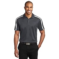 Port Authority Silk Touch Performance Colorblock Stripe Polo. K547, Steel Grey/White, 2XL