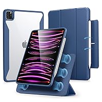 ESR for iPad Pro 12.9 Inch Case (2022/2021), iPad Pro 12.9 Case 6th/5th Generation with Pencil Holder, Detachable Magnetic Cover, Vertical Stand, Auto Wake/Sleep, Rebound 360 Series, Navy Blue