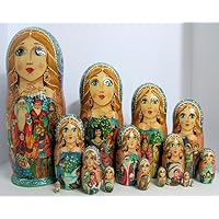 15pcs Hand Painted Russian Nesting Doll One of a Kind 
