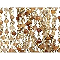 Women's 3 mm Graphic Quartz Faceted Rondelles in 925 Silver Gold Wire Wrapped Rosary Chain for Jewelry making, Graphic Quartz Beaded Chain for Jewelry making (1 Foot To 5 Feets)