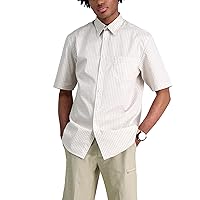 HAGGAR mens Short Sleeve Stripe Shirt