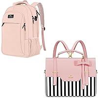 MATEIN 14 Inch Laptop Backpack, Anti Theft Travel Backpack with USB Charging Port, Laptop Bag for Women, 3 in 1 Convertible 15.6 Inch Laptop Briefcase Backpack with Bow, Cute Kawaii Computer Messenger