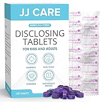 JJ Care Disclosing Tablets for Kids - 120 Count Plaque Disclosing Tablets, Berry Flavored Dental Plaque Tablets for Kids and Adults, Individually Wrapped Plaque Disclosing Tablets