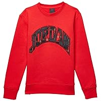 Jordan Boy's Essentials Plaid Crew Sweatshirt (Big Kids) Fire Red SM (8 Big Kid)