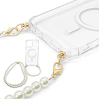 Aporia - iPhone 14 Pro - Magsafe Clear Case with Two Set Wristlet + Crossbody Pearl Straps Removable | Compatible for MagSafe Wireless Charging + Luxury Design (iPhone 14 Pro)
