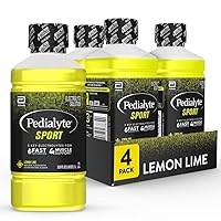 Pedialyte Sport Electrolyte Drink, Fast Hydration with 5 Key Electrolytes for Muscle Support Before, During, & After Exercise, Lemon Lime, 1 Liter, Pack of 4