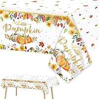 3 Pack Little Pumpkin Tablecloths Fall Theme Baby Shower Party Decorations for Boy Girl Gender Reveal Party Supplies Autumn Table Covers Thanksgiving Pumpkin Party Favors Table Decor 54 x 108 Inch