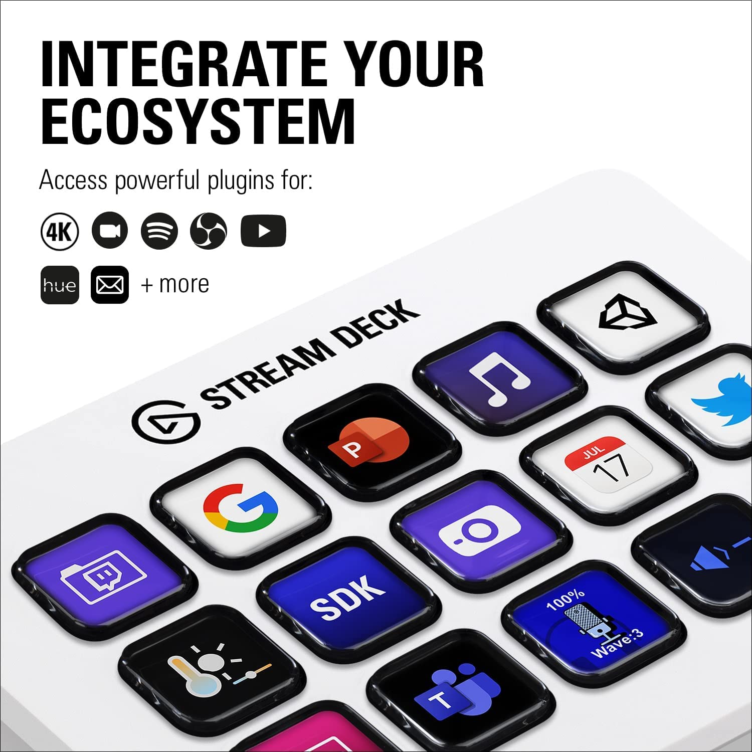 Elgato Stream Deck MK.2 White – Studio Controller, 15 macro keys, trigger actions in apps and software like OBS, Twitch, ​YouTube and more, works with Mac and PC