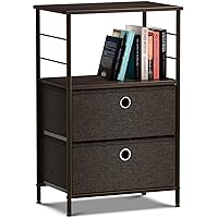 Sorbus Nightstand 2-Drawer Shelf Storage - Bedside Furniture & End Table Chest Dresser with Steel Frame, Wood Top & Easy Pull Fabric Bins for Home, Bedroom, Closets, Bathroom, Office & College Dorm