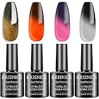 Color Changing Gel Nail Polish Gift Set Brown, pink, and black, and white Glitter Mood Chameleon Halloween Fall Colors Soak Off UV LED Thermal Temperature Art Manicure Kit Varnish (KWB006)