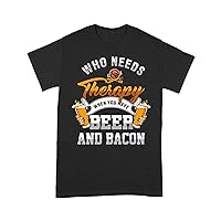 Funny Grilling T-Shirt Who Needs Therapy When You Have Beer and Bacon