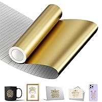 12in x 50ft Gloss Gold Permanent Vinyl Roll for Cricut Silhouette, Gold Adhesive Vinyl for All Cutting Machine, Waterproof Outdoor Gold Vinyl, Car Decal Cup Sticker DIY Craft Decor