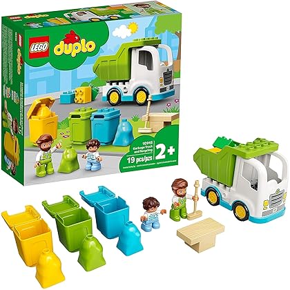 LEGO DUPLO Town Garbage Truck and Recycling 10945 Educational Building Toy; Recycling Truck for Toddlers and Kids; New 2021 (19 Pieces)