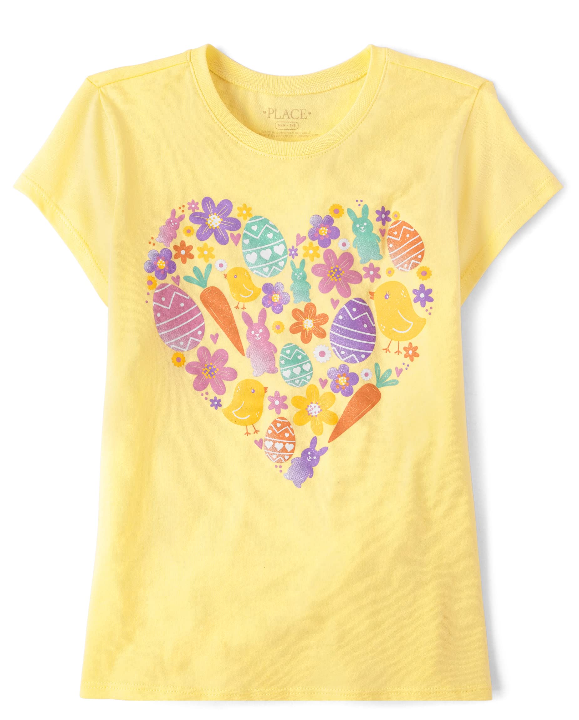 The Children's Place girls Easter Heart Graphic Short Sleeve Tee
