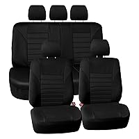 FH Group Car Seat Covers Full Set 3D Air Mesh - Universal Fit, Automotive , Low Back Seat Cover, Airbag Compatible, Split Bench Rear Seat, Washable for SUV, Sedan Black
